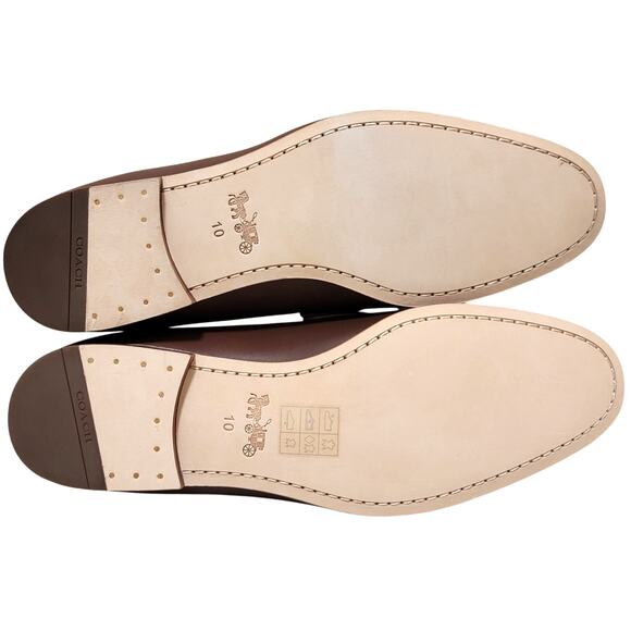 Coach Men Sculpt C Leather Slip On Penny Loafers Size US 10D Saddle Brown - Picture 5 of 6